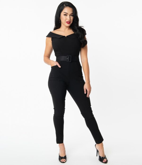Gillian Black Stretch Jumpsuit by Unique Vintage