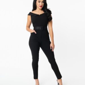 Gillian Black Stretch Jumpsuit by Unique Vintage
