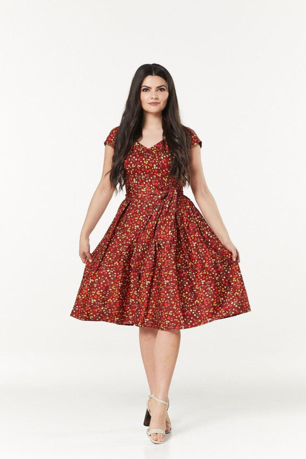 Esh V Neck Midi Floral Dress by Timeless London