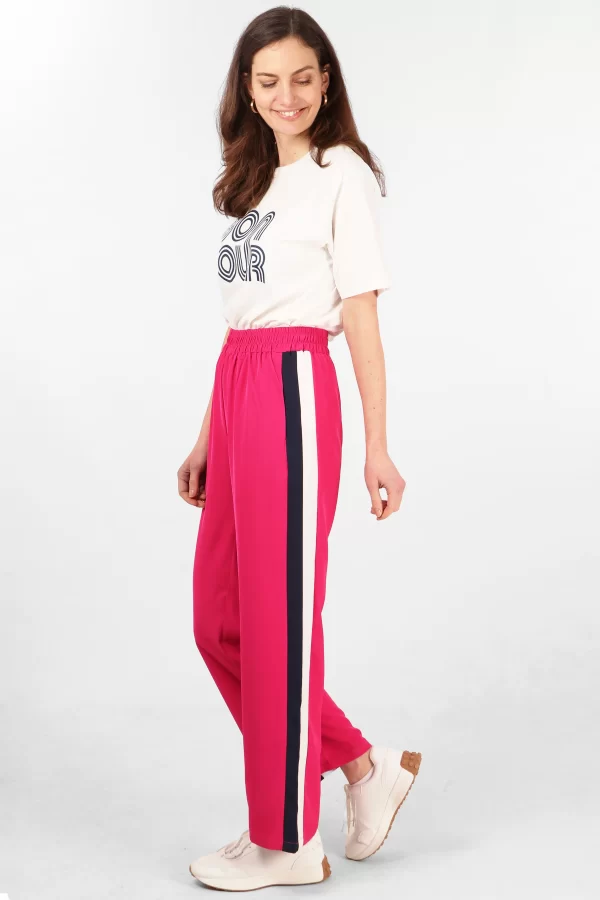 Double Stripe Hot Pink Wide Leg Trousers by Sarta MSH