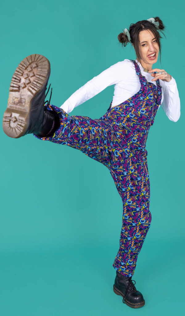 90's Arcade Unisex Dungarees in Cotton Stretch Twill by Run and Fly