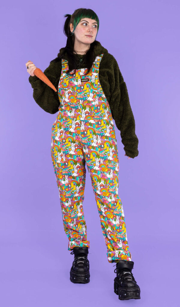 Bunny Love Unisex Dungarees in Cotton Stretch Twill by Run and Fly