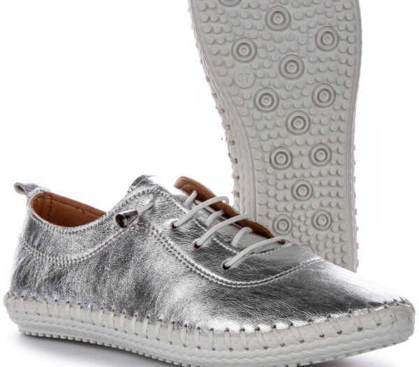 Lexi Flexible Leather Shoes in Silver