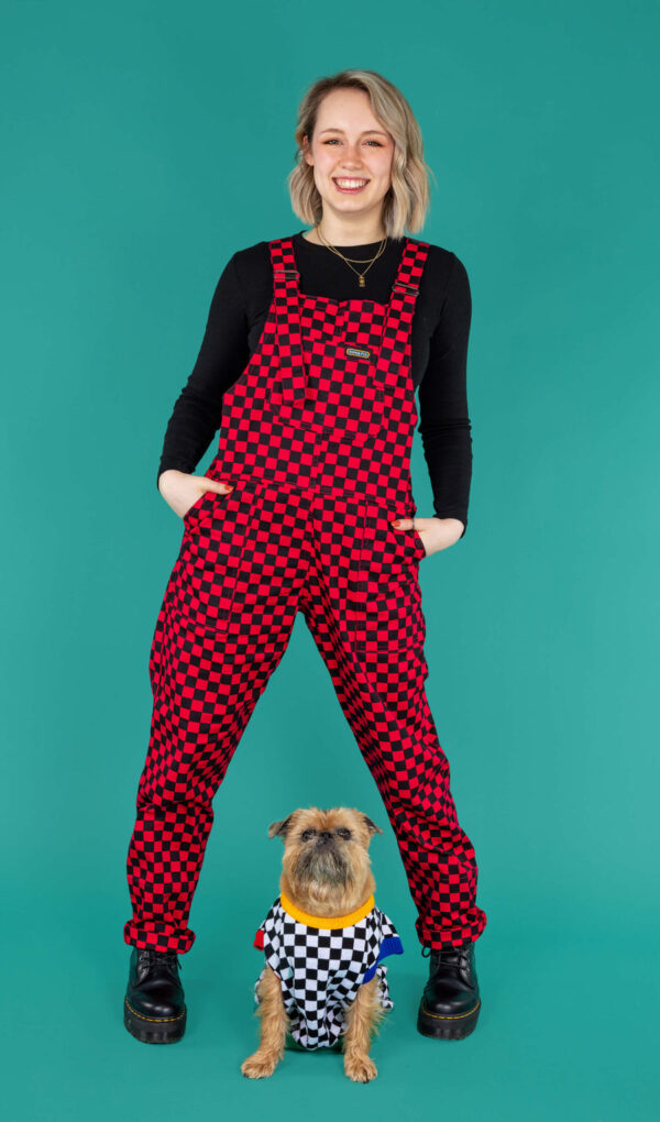Checkerboard Stretch Twill Dungarees by Run and Fly