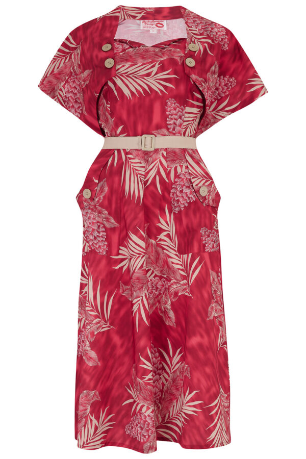 Ayda Dress with Matching Bolero in Ruby Palm Print by Rocknromance