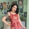 Ayda Dress with Matching Bolero in Ruby Palm Print by Rocknromance - Image 2
