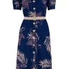 Charlene Shirtwaister Dress in Sapphire Palm Print by Rocknromance - Image 3