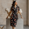 Mabel Waterfall Dress in Soft Black Mayflower Print by The Seamstress of Bloomsbury - Image 2