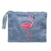 Flamingo Dusky Blue Velvet Tassel Make Up Bag by POM - Image 3