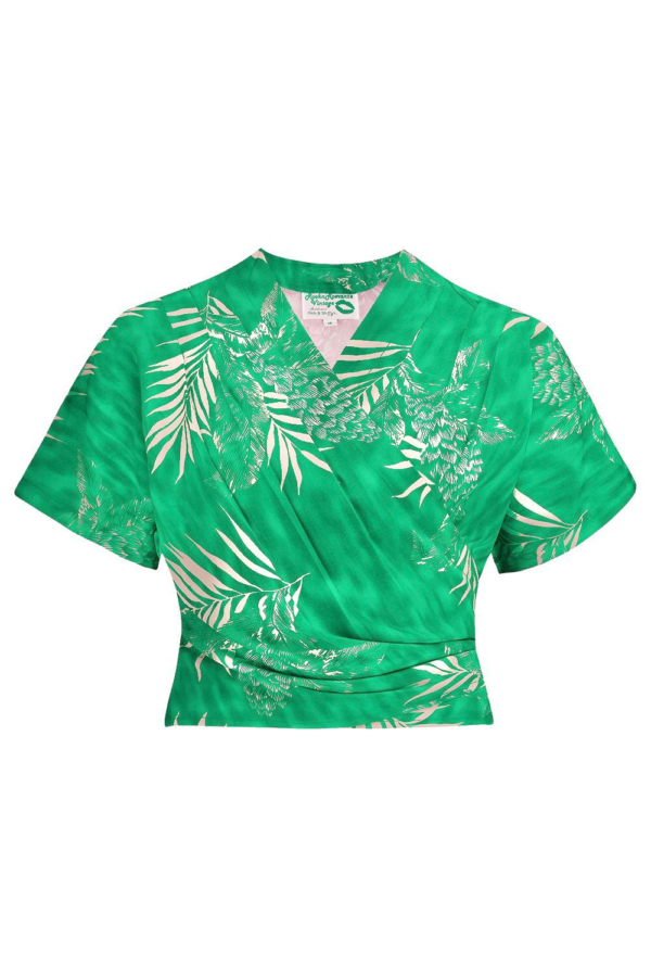 Darla Top in Emerald Palm Print by RocknRomance