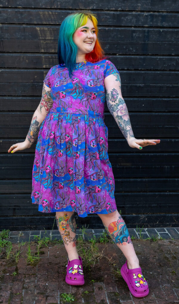 Jellyfish Tea Dress in Stretch Cotton by Run and Fly