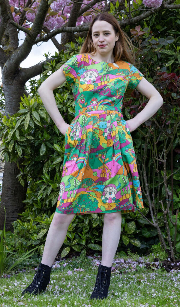 Hills Mushroom Babe Tea Dress in Stretch Cotton by Run and Fly