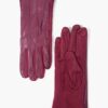 Berry Vertical Stitch PU Vegan Leather Gloves - Image 3