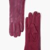 Berry Vertical Stitch PU Vegan Leather Gloves - Image 3