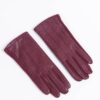 Berry Vertical Stitch PU Vegan Leather Gloves - Image 2