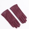 Berry Vertical Stitch PU Vegan Leather Gloves - Image 2