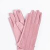 Dusty Pink Vertical Stitch PU Vegan Leather Gloves - Image 4