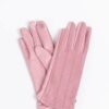 Dusty Pink Vertical Stitch PU Vegan Leather Gloves - Image 4