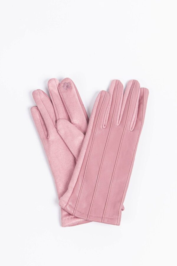 Dusty Pink Vertical Stitch PU Vegan Leather Gloves