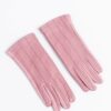 Dusty Pink Vertical Stitch PU Vegan Leather Gloves - Image 3