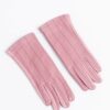 Dusty Pink Vertical Stitch PU Vegan Leather Gloves - Image 3