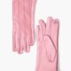 Dusty Pink Vertical Stitch PU Vegan Leather Gloves - Image 2
