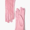 Dusty Pink Vertical Stitch PU Vegan Leather Gloves - Image 2