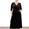 Black Velvet Sparkle V Neck Jumpsuit by Sarta MSH - Image 3