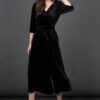 Black Velvet Sparkle V Neck Jumpsuit by Sarta MSH - Image 5