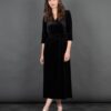 Black Velvet Sparkle V Neck Jumpsuit by Sarta MSH - Image 4