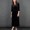 Black Velvet Sparkle V Neck Jumpsuit by Sarta MSH - Image 4