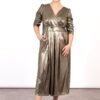 Gold Metallic V Neck Jumpsuit by Sarta MSH - Image 4