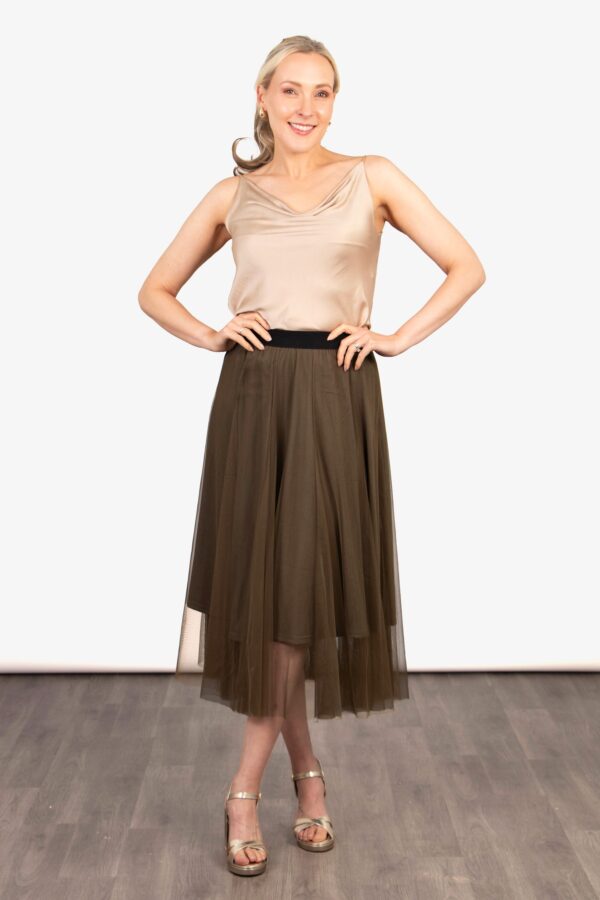 Eden Tulle Swing Skirt in Khaki by Sarta MSH