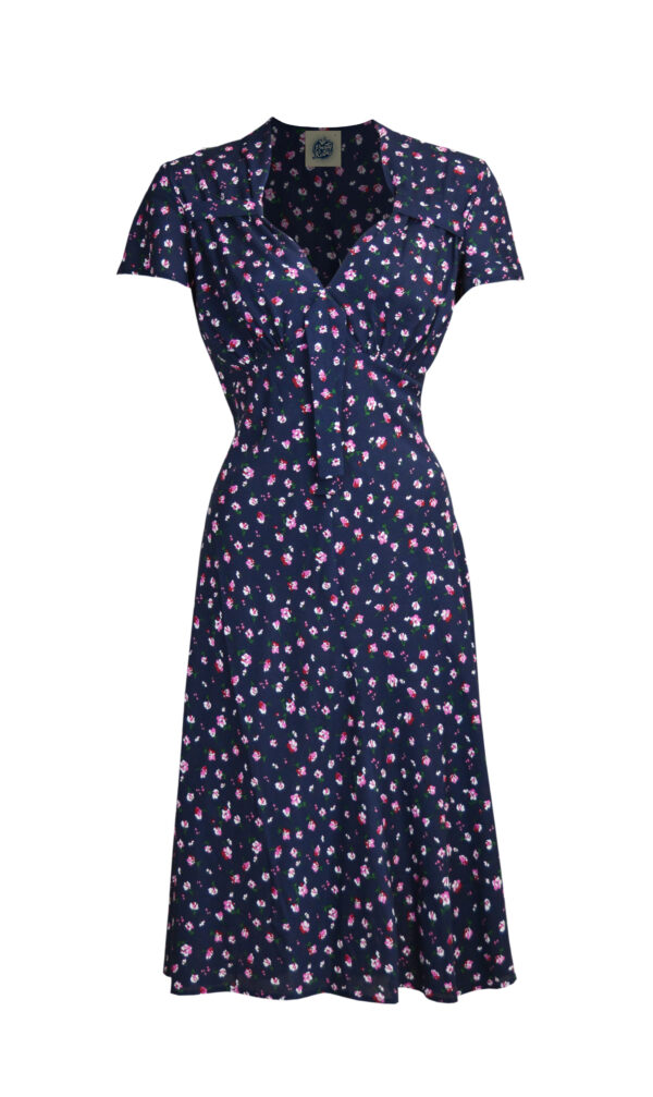 Navy Floral 1940's Tea Dress by Pretty Retro
