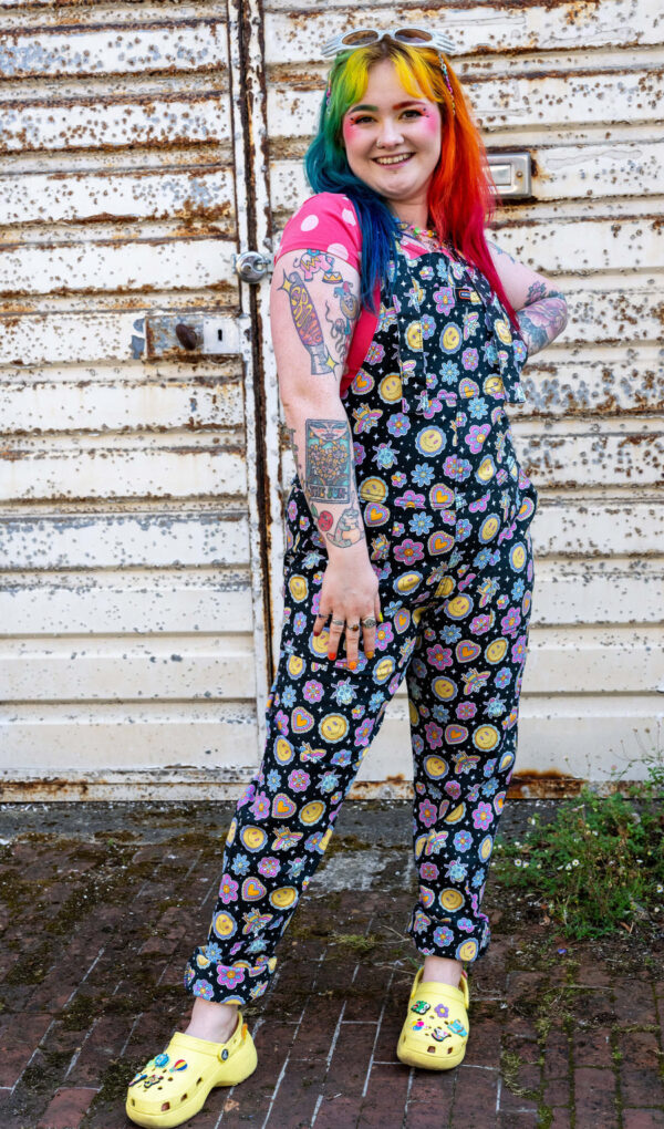 Run and Fly Bee Happy Dungarees in Stretch Twill Cotton Unisex Fit