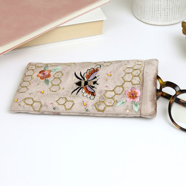 Golden Honeycomb Velvet Glasses Case by POM