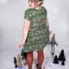Cute Christmas Cottages Tea Dress in Stretch Cotton by Run and Fly - Image 2