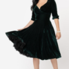 Dolores Green Velvet Dress by Unique Vintage - Image 3