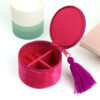 Fuchsia Bee Scene Floral Velvet Jewellery Box by POM - Image 2
