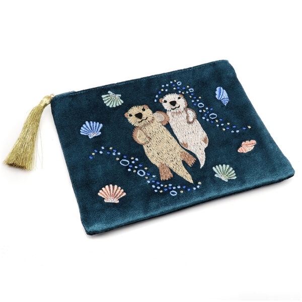 Otters Teal Velvet Make Up Purse by POM