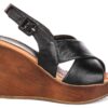 Celeste Wedge Sandals in Black Leather by Justin Reess - Image 4