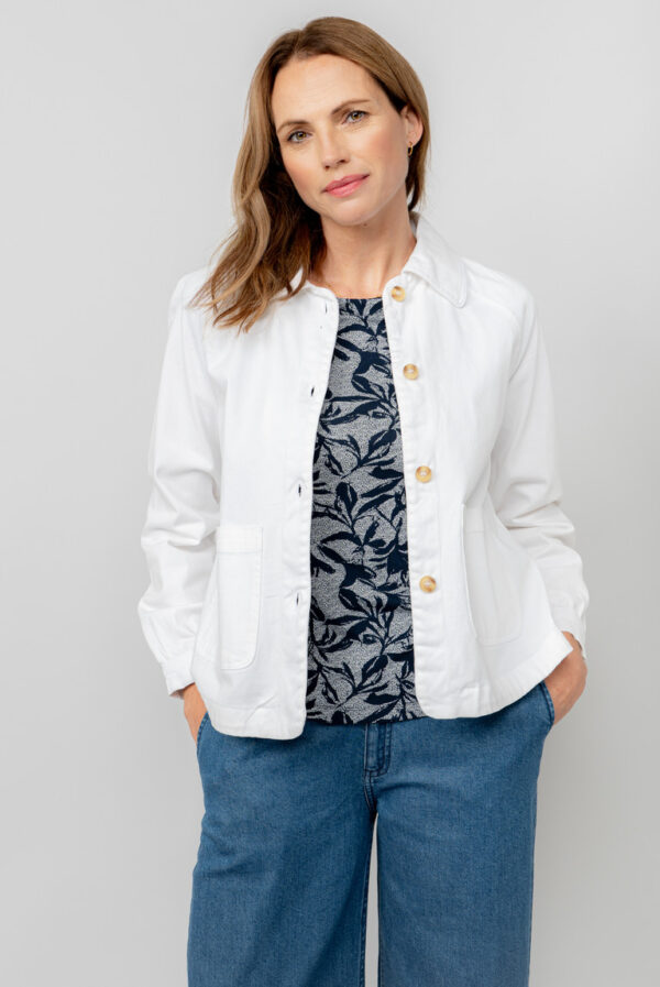 Kynance Stretch Twill White Jacket by Lily & Me