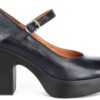 Amara T Bar Shoes in Navy Leather - Image 3