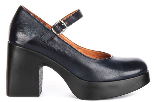 Amara T Bar Shoes in Navy Leather