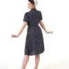 Navy Polka 1940's Shirt Dress by Pretty Retro - Image 3
