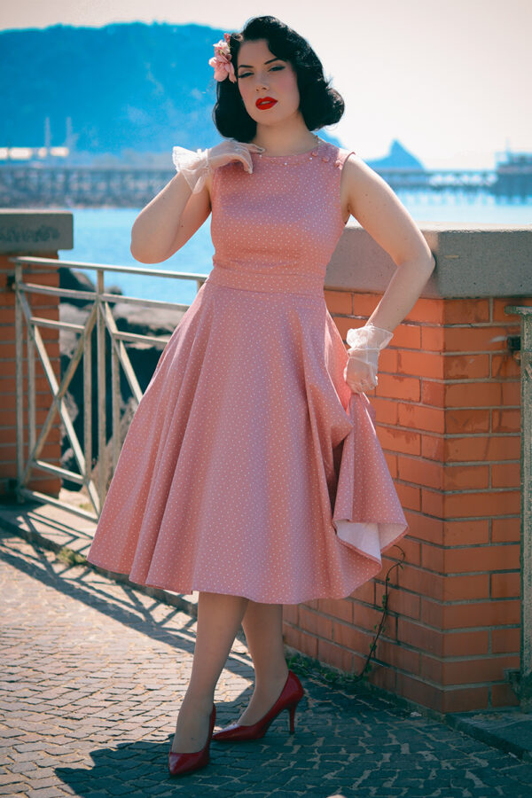 Elodie Polka Dot Swing Dress by Hearts & Roses London