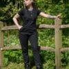 Rebel Romance Jet Black Stretch Twill Dungarees - Image 7