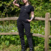 Rebel Romance Jet Black Stretch Twill Dungarees - Image 8