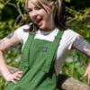 Rebel Romance Forest Green Stretch Twill Dungarees - Image 6