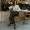 Tailored Audrey Trousers in Black Pinstripe - Image 2